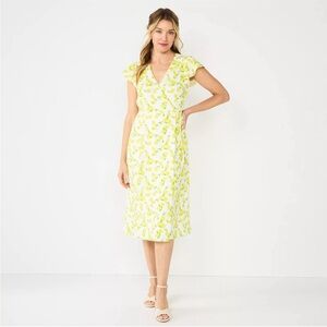 DRAPER JAMES RSVP Lemon Wrap Midi Dress Small